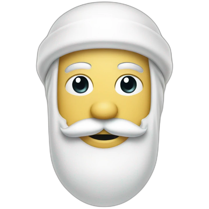 smiley face with white beard and moustache, wearing white muslim skullcap emoji