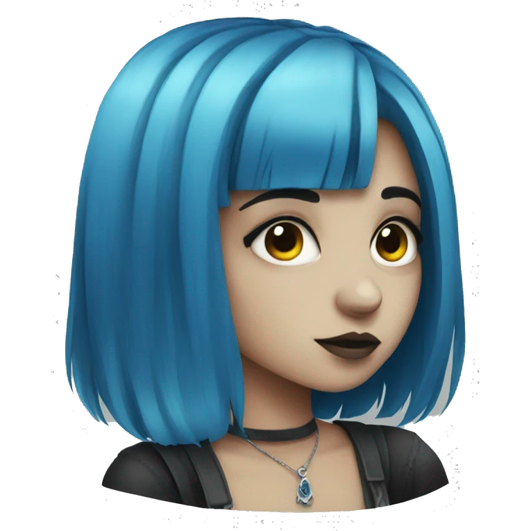 Girl with blue hair goth emoji