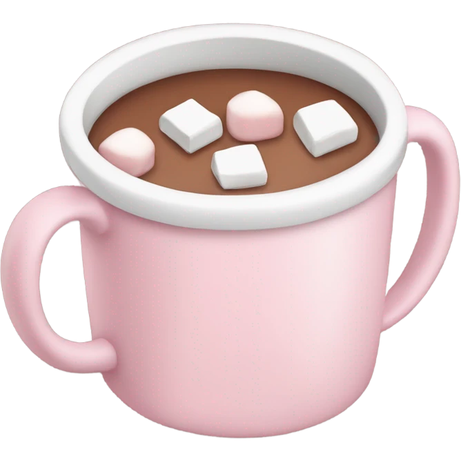 Light Pink mug of hot chocolate with marshmallows  emoji