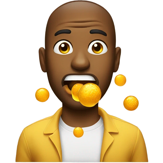Man with honey coming out of his mouth in two balls emoji