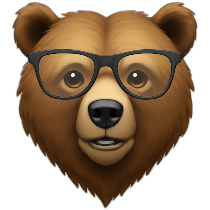 Grizzly head with glasses cool emoji