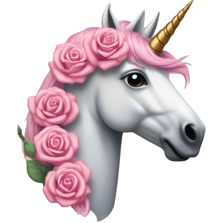 Realistic unicorn with roses in its mane emoji