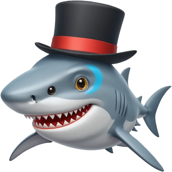 Shark with a top hat emoji