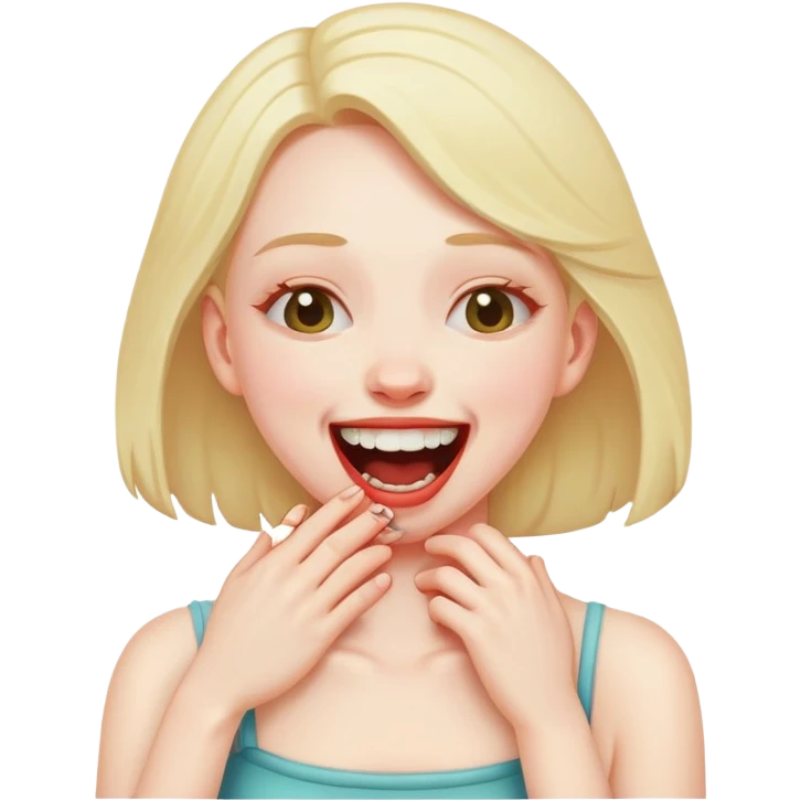 girl choking herself laughing  emoji