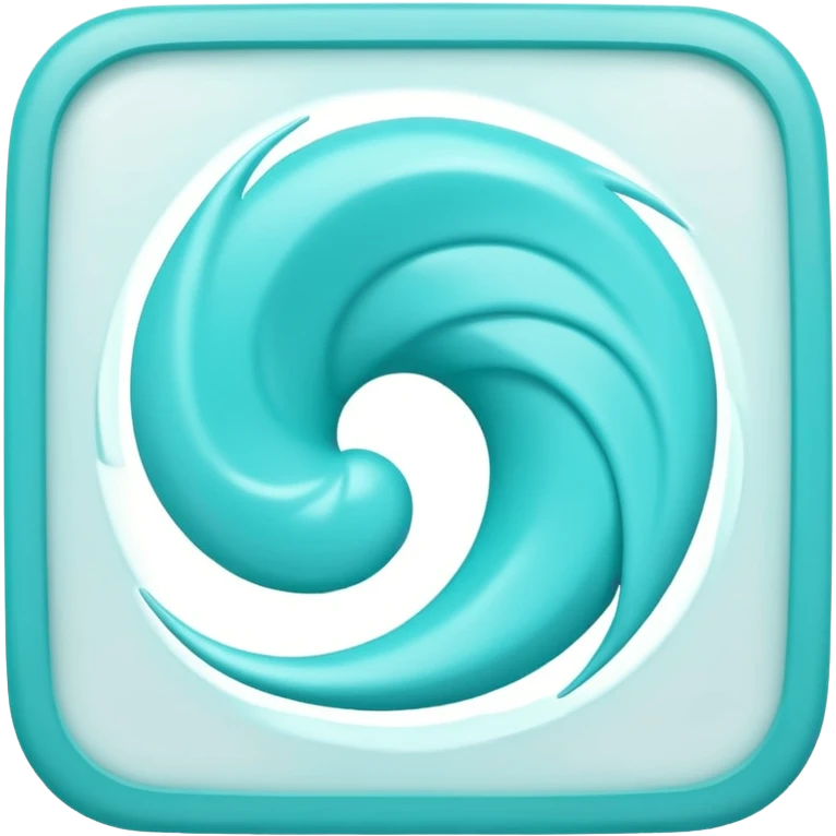 a Tiny compressed Stylized light-turquoise whirlwind symbol inside a pastel white slightly shaded square icon, light turquoise glossy borders emoji