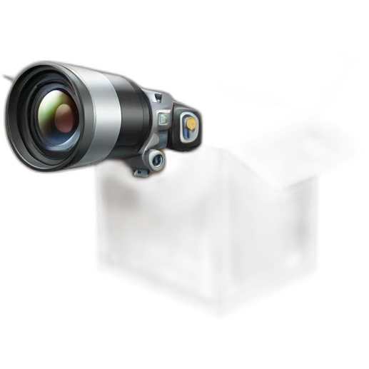 Video icons, movie camera, film, play, logos, likes, thumbs up, marks, views, coverage, applause fly out of a Cardboard box emoji