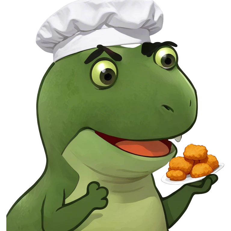 Dinosaur eating a chicken nugget  emoji