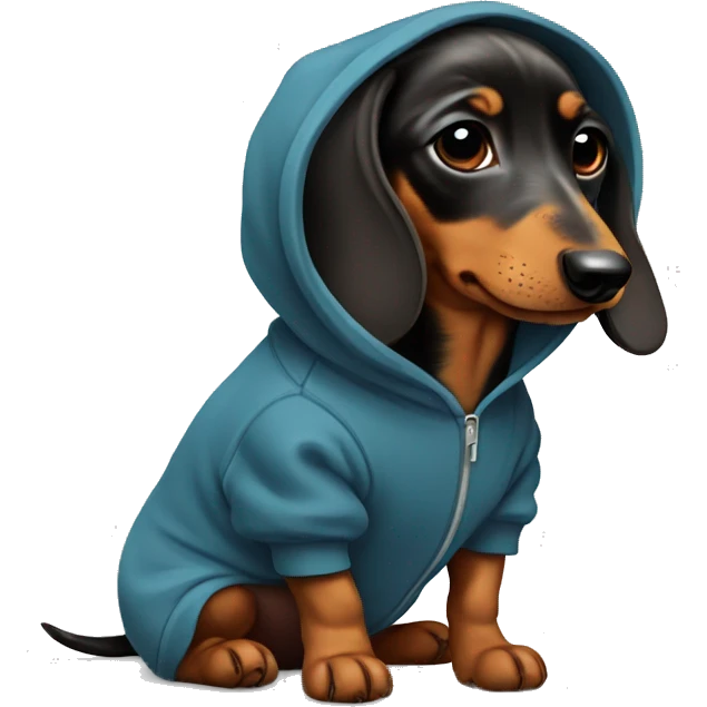 dachshund puppy with hoodie emoji