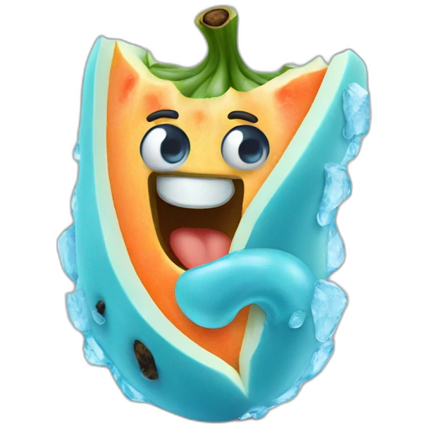 Frozen Papaya cold blue emoji