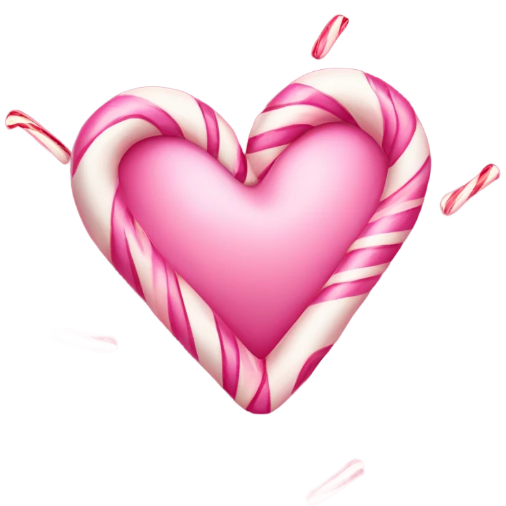 Pink candy cane heart emoji