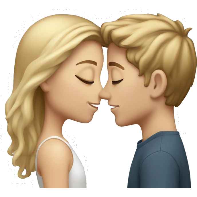 White girl with brown hair kissing white boy with blond hair emoji