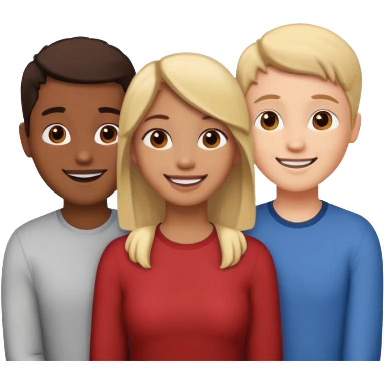 Three friends talking and looking each other emoji