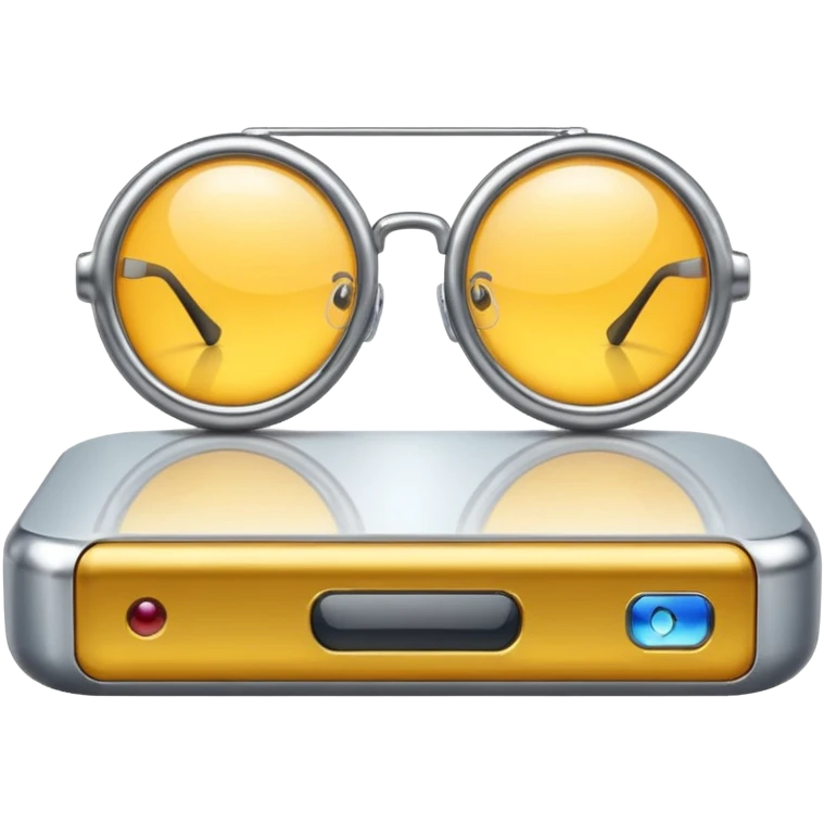 a counter with glasses and futurist emoji