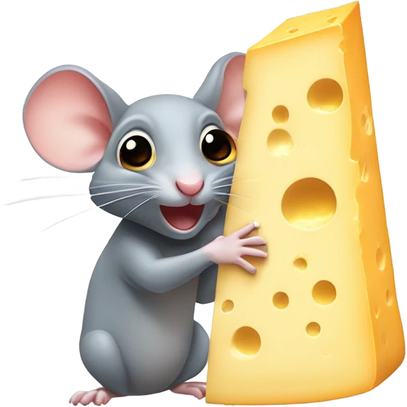 Mischievous rat biting a block of cheese emoji