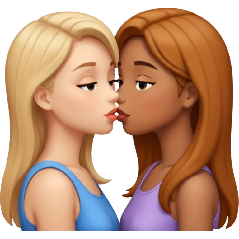 two girls french kissing  emoji