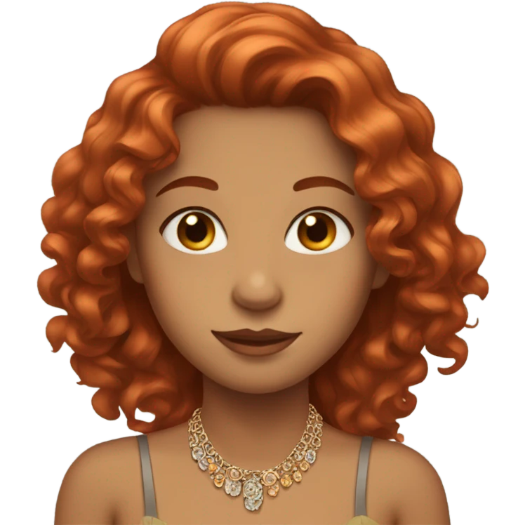 girl with red wavy haired brown eyes and jewelry emoji