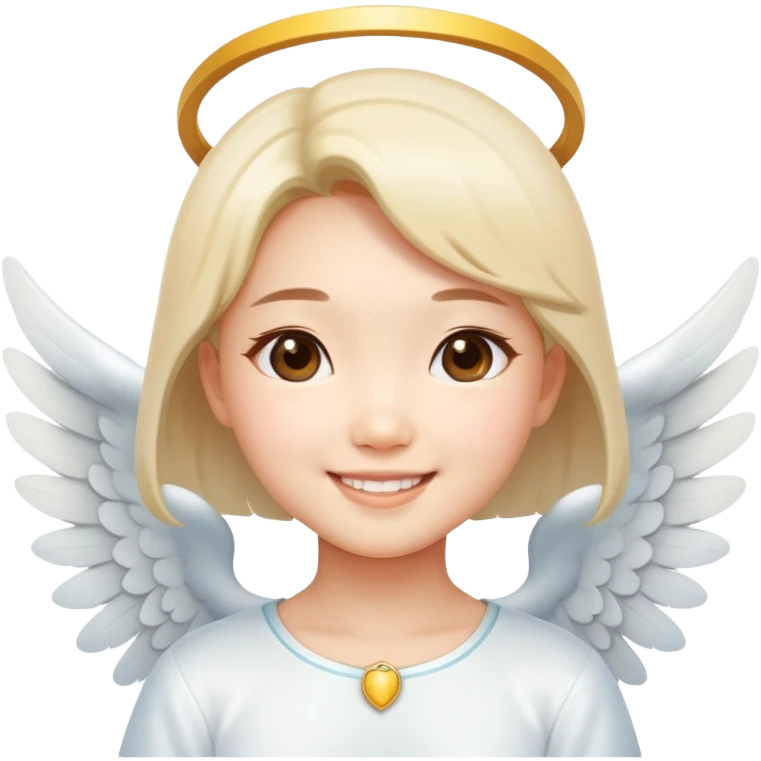 Cute Asian angel girl smiling emoji