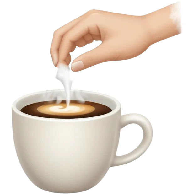 Hand holding a coffee cup emoji