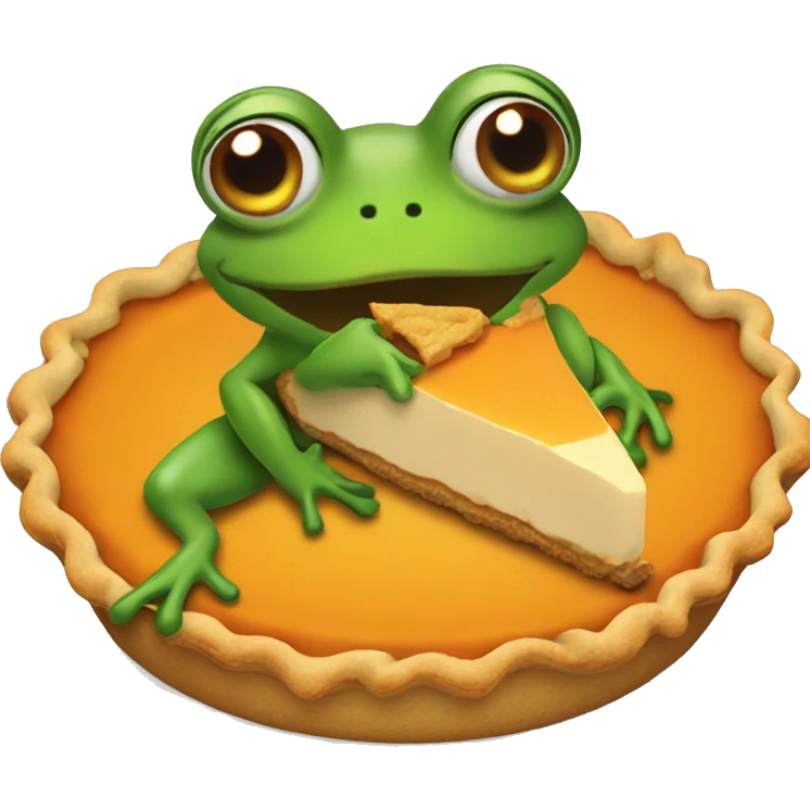 Frog eating pumpkin pie emoji