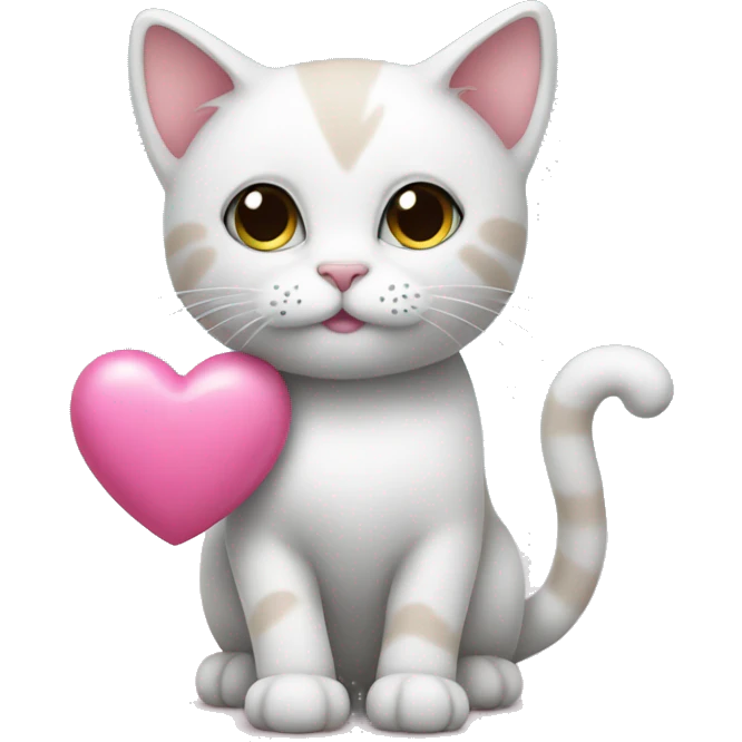kitty holding a pink heart emoji