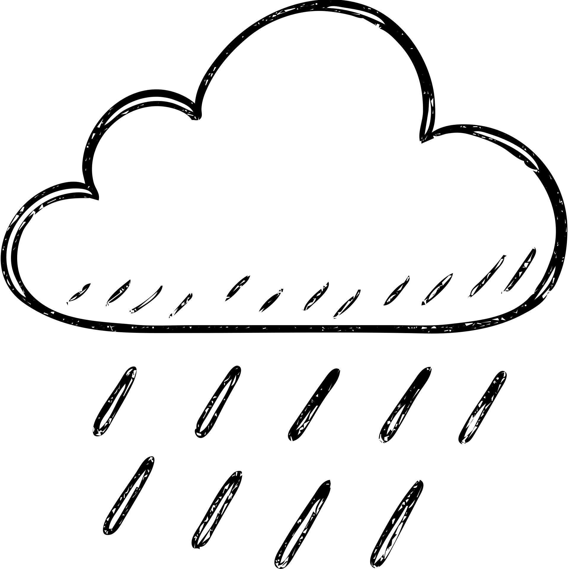 hand-drawn outlined rain icon, sketchy look emoji