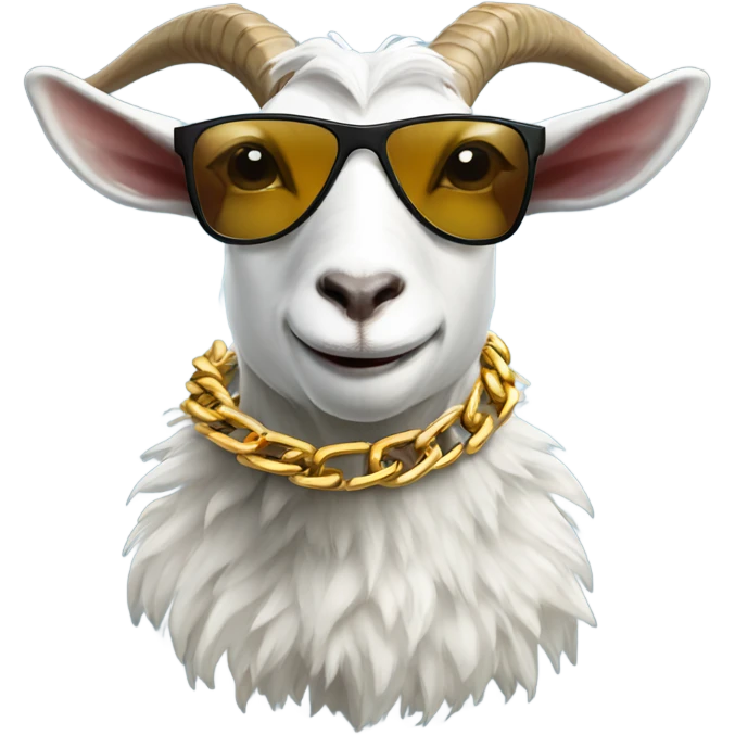 Goat wearing golf chain and sunglasses  emoji