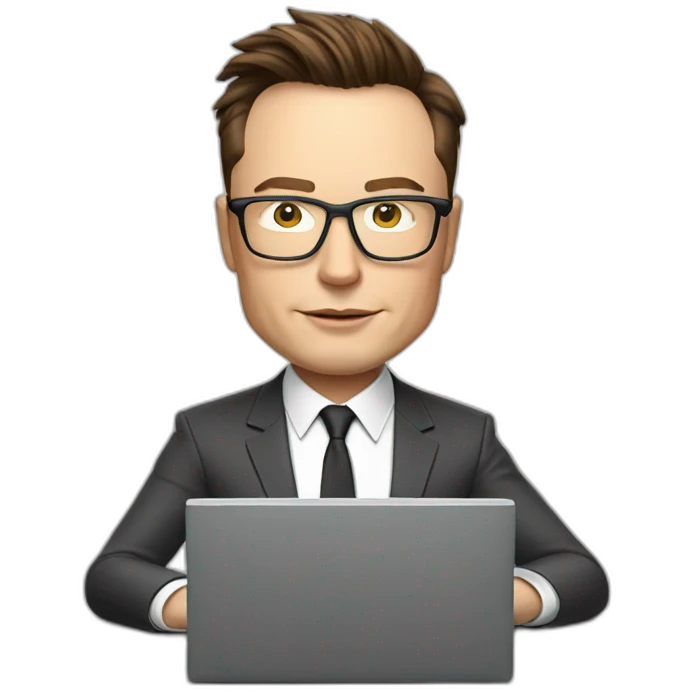 Elon musk working on a computer with glasses emoji