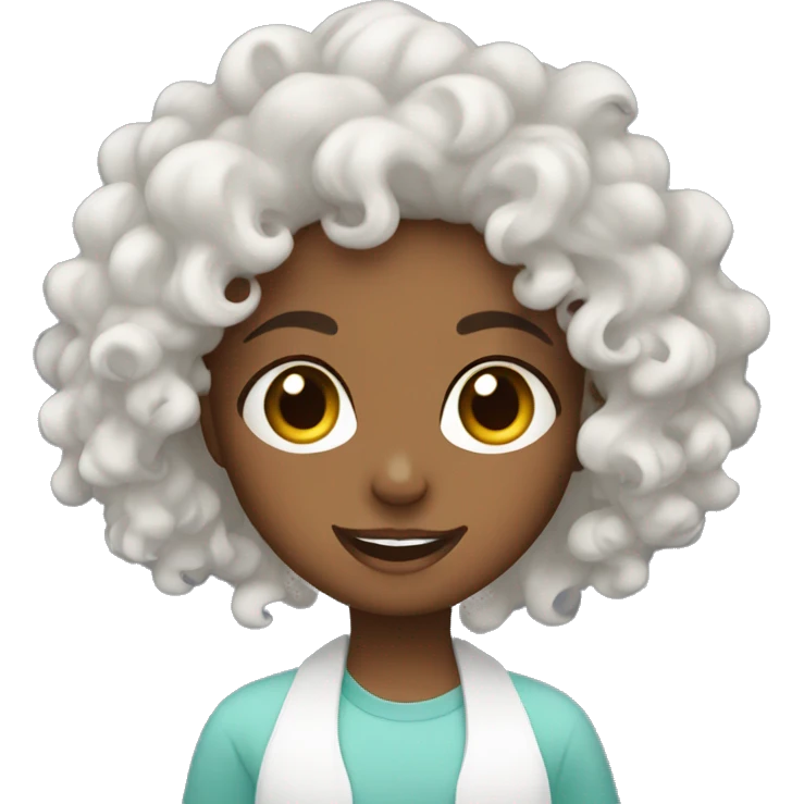 curly haired girl doing skin care emoji