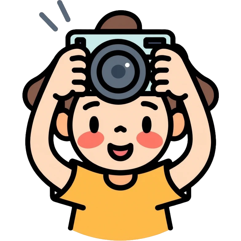 child taking a photo emoji
