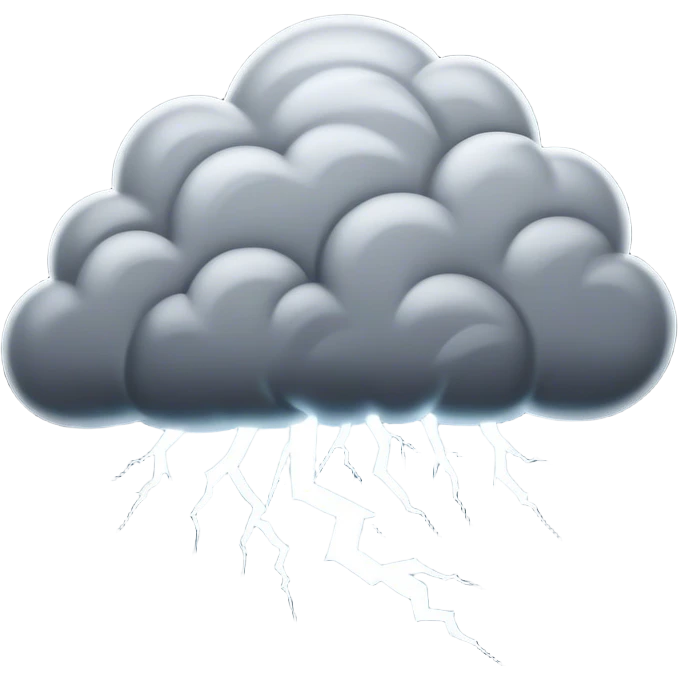 Cinematic Realistic Thunderstorm Emoji, Dark and dramatic, with swirling gray clouds illuminated by occasional flashes of lightning. The air crackles with energy as the storm builds, while heavy rain cascades down in sheets. Soft glowing outline, capturing the essence of power, intensity, and natural fury in a breathtaking thunderstorm! emoji
