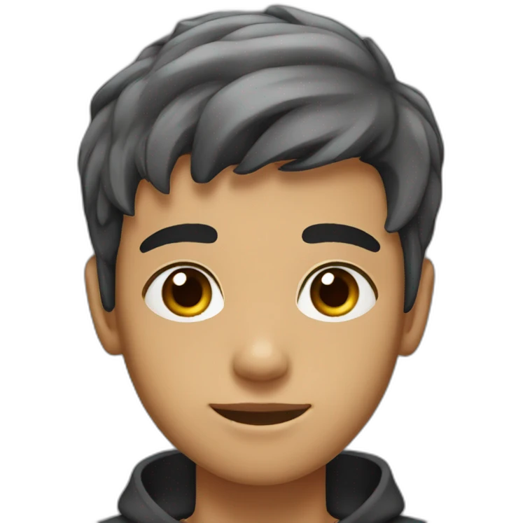 A teenager boy with 16age with brown skin and brown eyes and a clearly black hair emoji