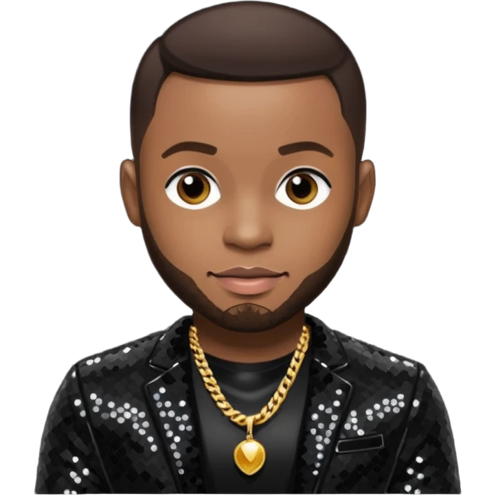 Pleasure P from Pretty Ricky with dark brown hair, black sequin outfit emoji