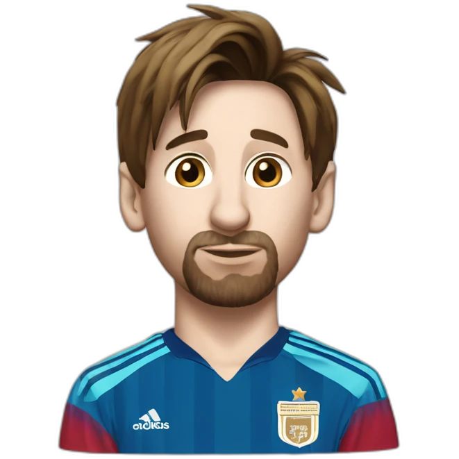 Lionel messi with medal around his neck kissing the world cup emoji