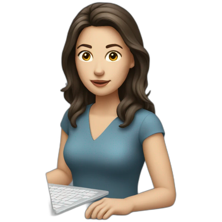 brunette white woman using computer emoji