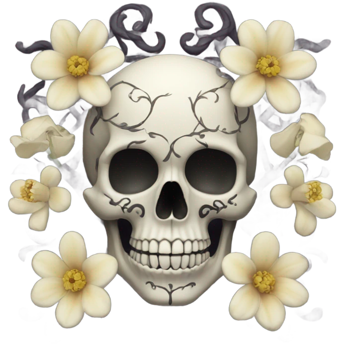 Goth scull with Flower emoji