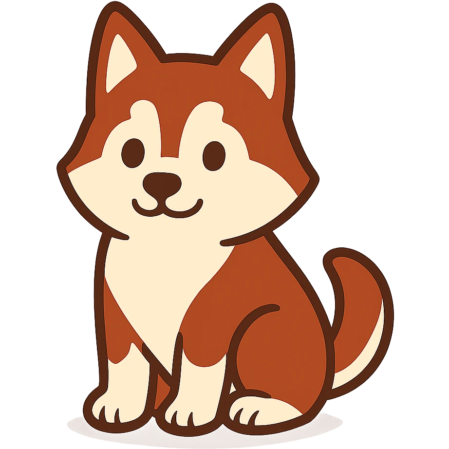 flat toon style cute red-brown siberian husky sitting emoji