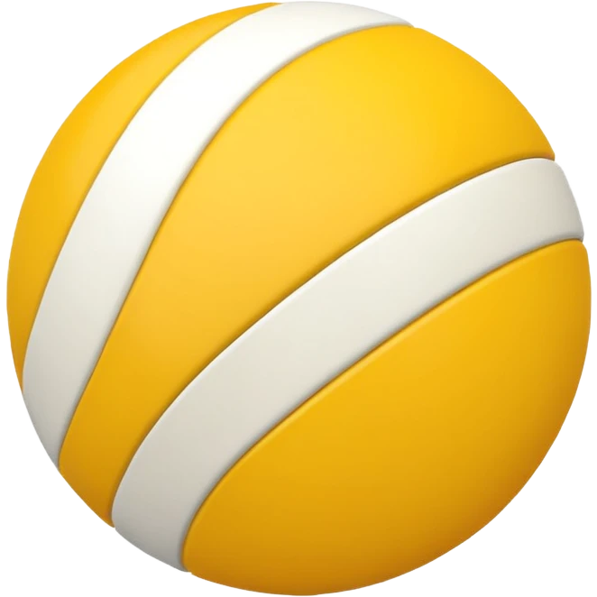 yellow and white striped ball, flat, minimal, colored circle emoji style emoji