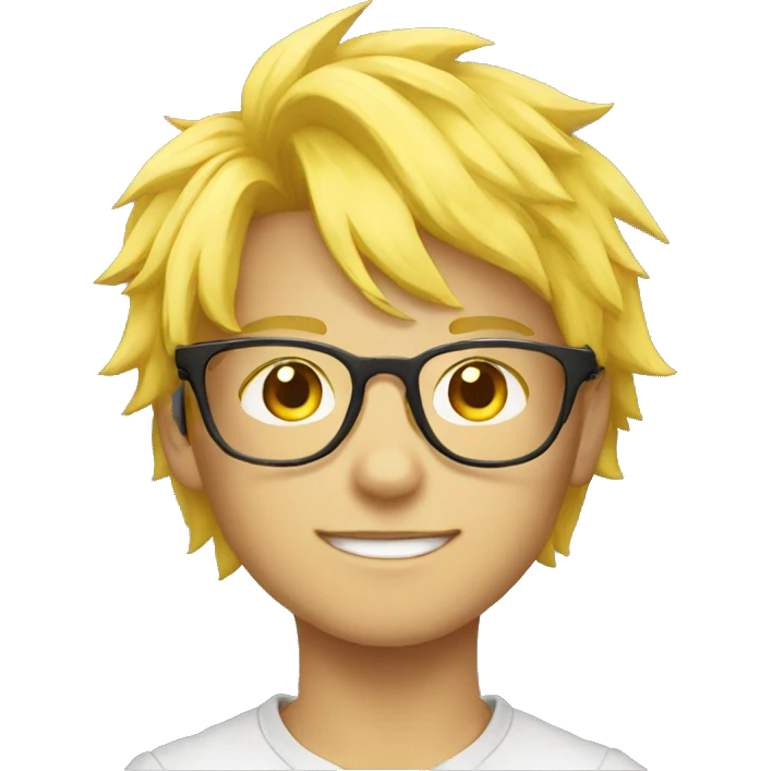 handsome kid with glases and yellow hair saiya emoji