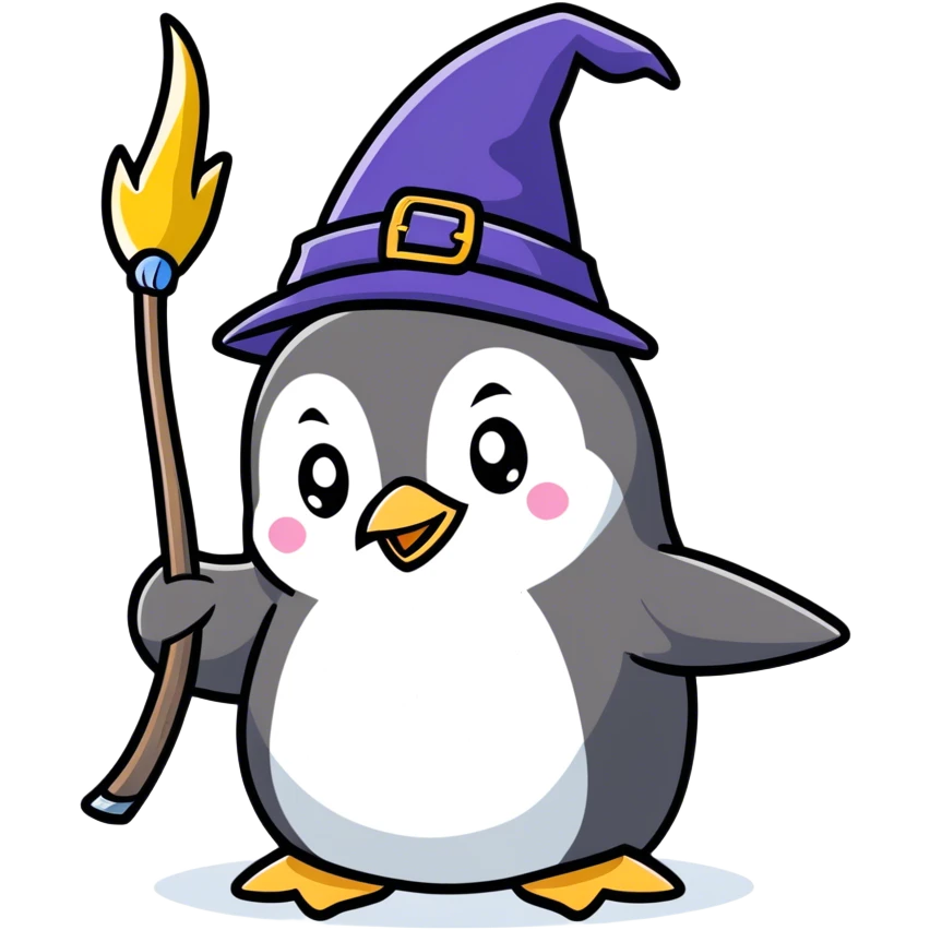 penguin wizard casting a spell emoji