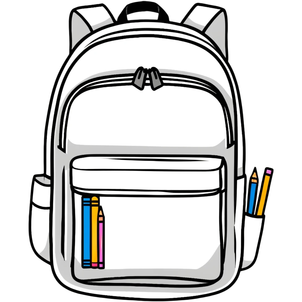 colorful school backpack with books and pencils emoji