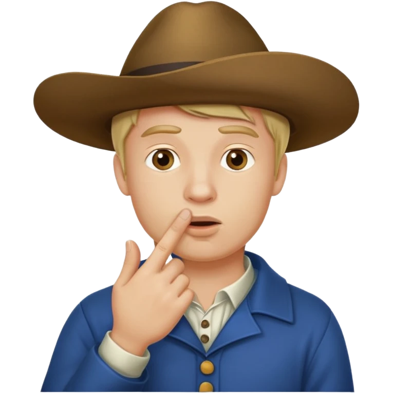 Generate a Dutchman holding his finger to his mouth. Like a secret. PNG on a transparent background. emoji