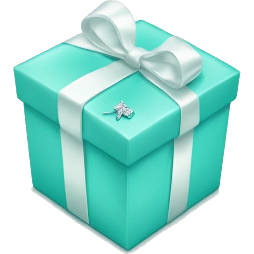 Realistic tiffany blue present with Tiffany co logo emoji