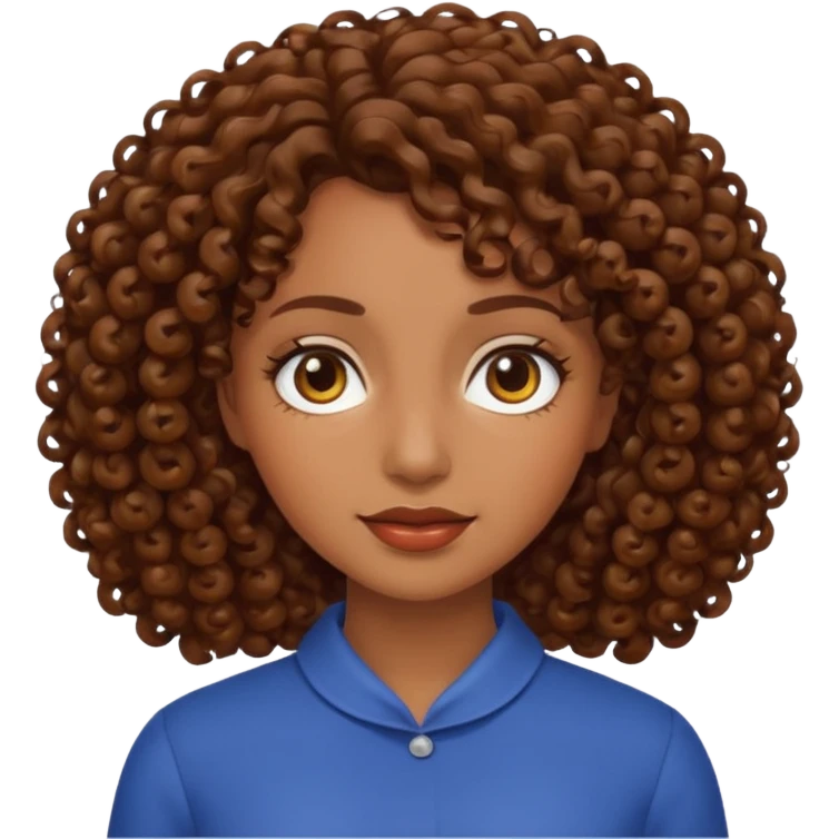 hazme una mujer crespa con el pelo cafe  emoji