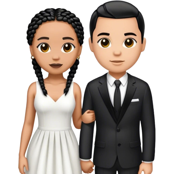 Lightskin girl with black box braids married to big white boy with short black hair emoji