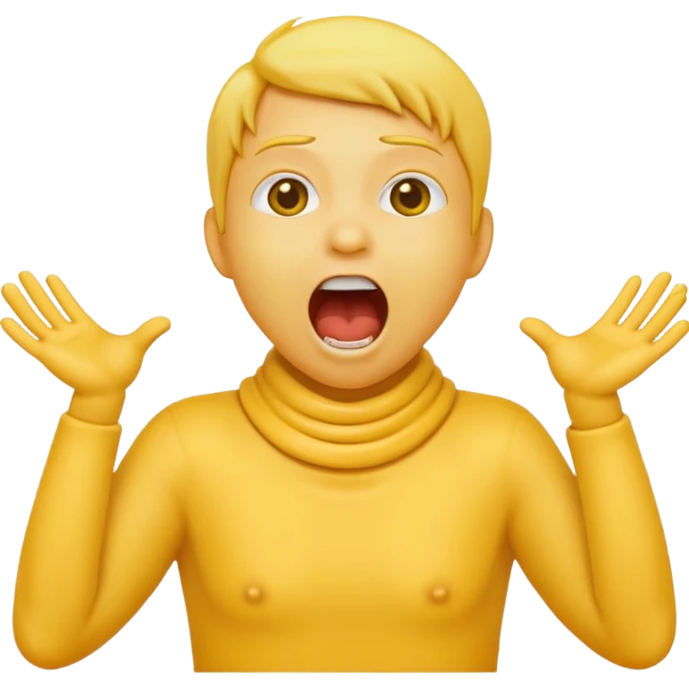 Yellow emoji doing choking emote with hands around neck and the emoji screaming  emoji