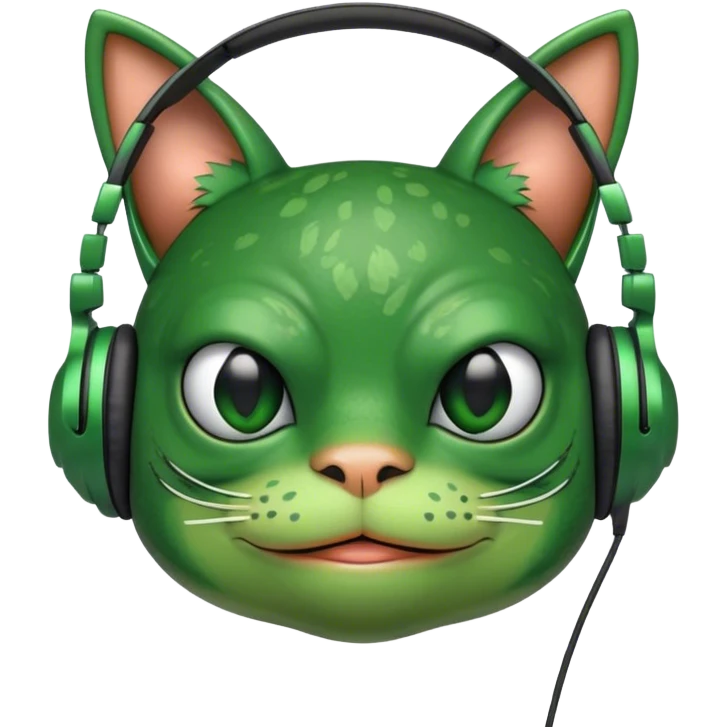 pepe the frog wearing a cat headphone  emoji