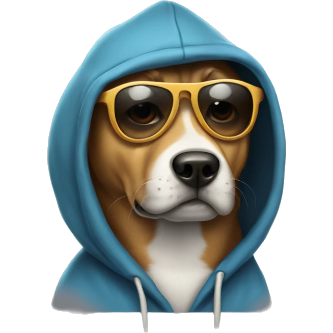 Cool dog wearing a hoodie, dark glasses and a hat  emoji