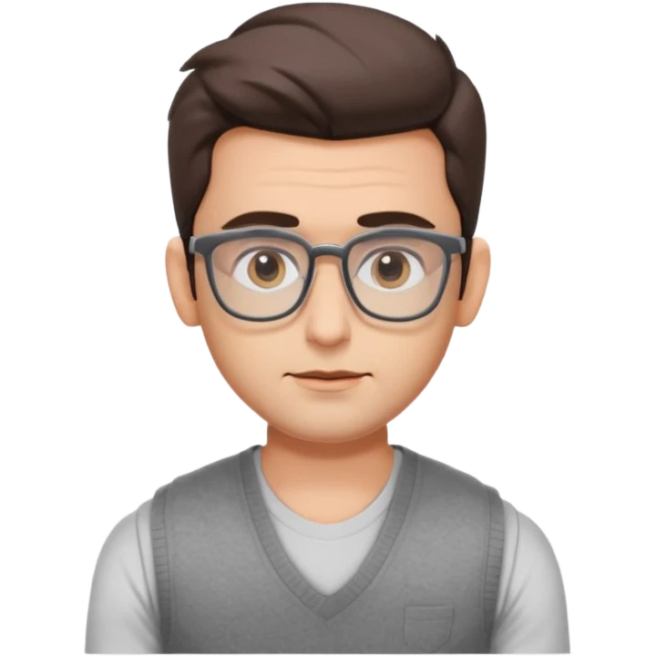 generate a pretty bratz emoji 
Make her look like hrithik roshan wearing white tee with a grey v neck sleeveless weater vest over it. wearing rectangle spectacles

he should look exactly  like hrithik roshan. looking autistic emoji