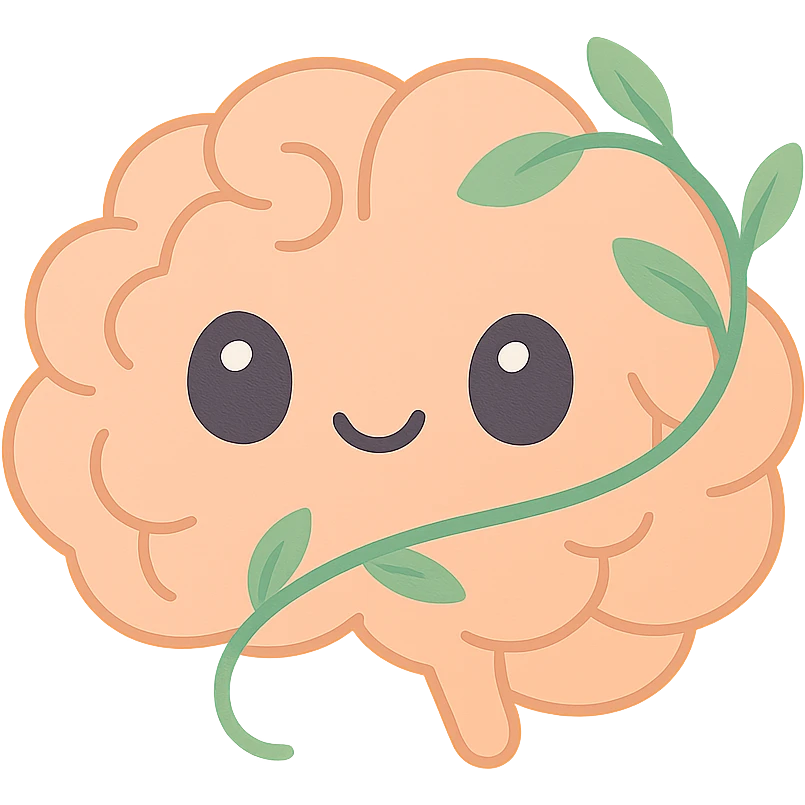 Remove the background so the brain with vine is on a transparent background, keeping the warm, inviting, positive mental health vibe. emoji