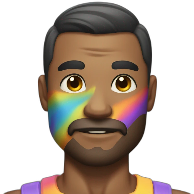 Muscle man with rainbow skin emoji